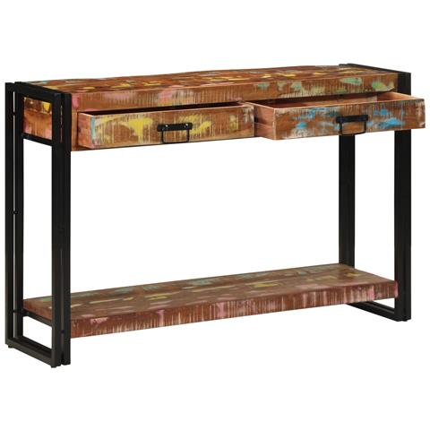 Tavolo Consolle Multicolore 120x33x75 cm Legno Massello di Recupero - Foto 1