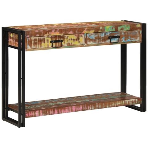 Tavolo Consolle Multicolore 120x33x75 cm Legno Massello di Recupero - Foto 2