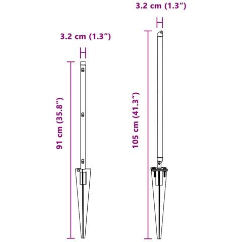 Poste per recinzione con punte 7 pz Ø32 mm 60 cm Acciaio zincato - Foto 9