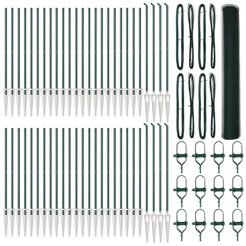 Recinzione Esagonale  Verde 1.4x100 m Acciaio, Pali per Recinzione  con Picchetti 13 pz Ø32 mm 160 cm Acciaio Galvanizzato - Foto 1