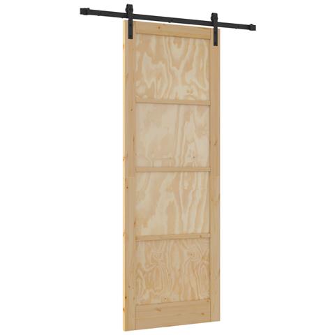 Porta Scorrevole con Set di Ferramenta 83x232 cm in Legno Massello di Pino - Foto 1