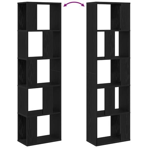 Libreria 5 ripiani Nero Rovere 45x23,5x162,5 cm Legno ingegnerizzato - Foto 9