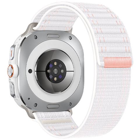 Cinturino Intrecciato In Nylon Per Samsung Galaxy Watch Ultra - Bianco E Rosa - Foto 3