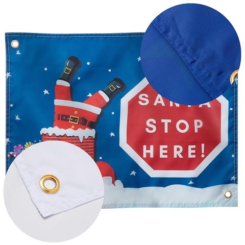 Set Due Bandiere Santa Stop Here Bandiera Natalizia 46cm X 61cm - Foto 4