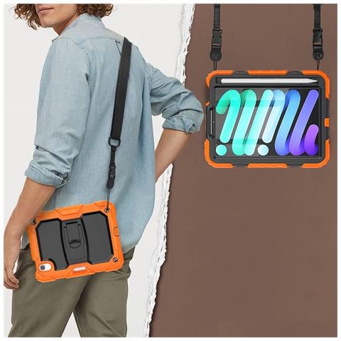 Custodia Per Ipad Mini 6 8.3"" Con Supporto E Tracolla Arancione - Foto 2