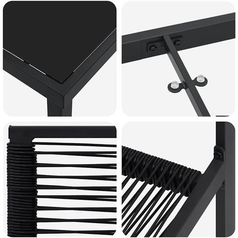 Set da Pranzo per Giardino 5 pcs Nero Rattan in PVC - Foto 9