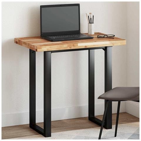 Piano Tavolo Rettangolare 80x50x4cm in Legno Massello di Acacia - Foto 2
