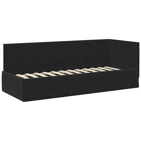 Cornice del letto ad angolo Nero 80 x 200 cm Velluto - Foto 1
