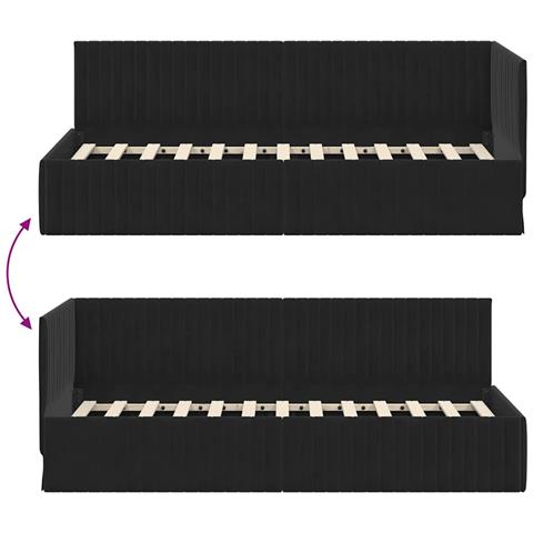 Cornice del letto ad angolo Nero 80 x 200 cm Velluto - Foto 9
