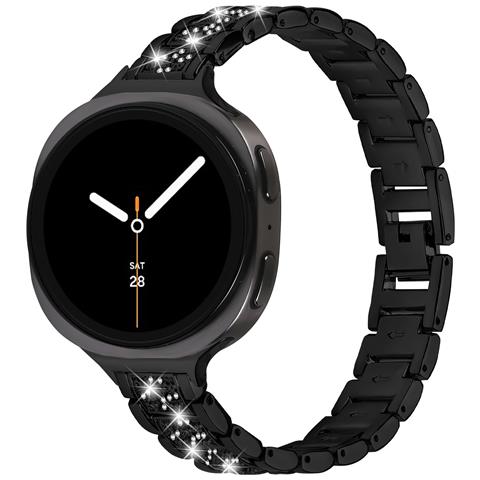 Elegante Cinturino In Acciaio Inossidabile Con Diamanti Compatibile Con Samsung Watch 8 (versione Più Piccola) Black - Foto 1