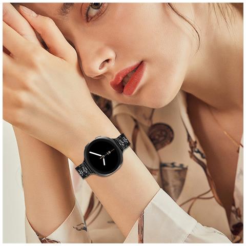 Elegante Cinturino In Acciaio Inossidabile Con Diamanti Compatibile Con Samsung Watch 8 (versione Più Piccola) Black - Foto 3