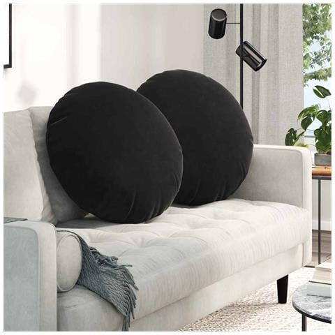 Cuscini per Seduta 2 pcs Nero Ø 40 x 13 cm Velluto - Foto 2