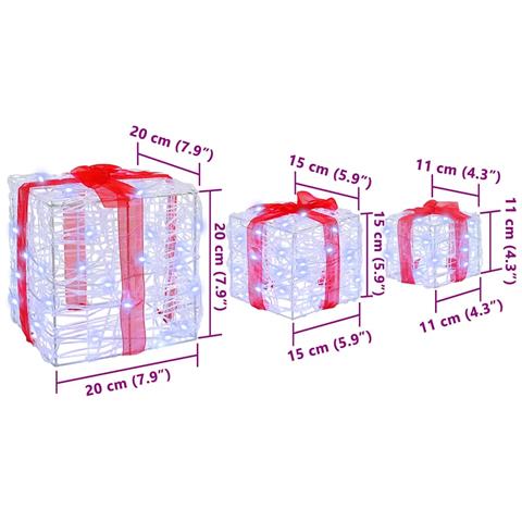 Scatola Regalo 3 pcs Bianco freddo 20 x 20 x 20 cm Acrilico - Foto 8
