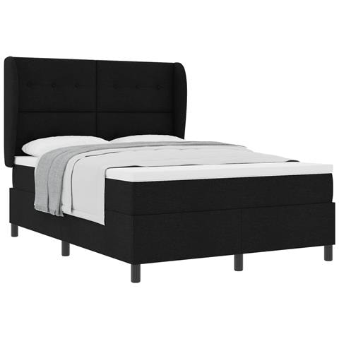 Letto a molle con materasso Nero 160 x 200 cm Tessuto - Foto 1