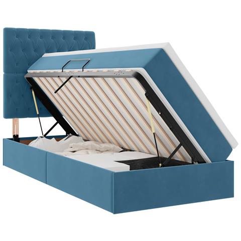Letto con contenitore e materasso Blu Scuro 100 x 200 cm - Foto 1