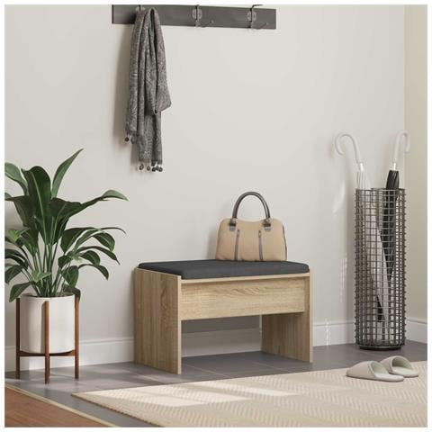 Panca per ingresso con cuscino Rovere Sonoma 63 x 38 x 40 cm - Foto 2