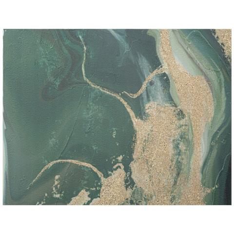 Dipinto Su Tela Greenery Astratto Verde Smeraldo, Bianco E Oro 80x100 Cm - Foto 2