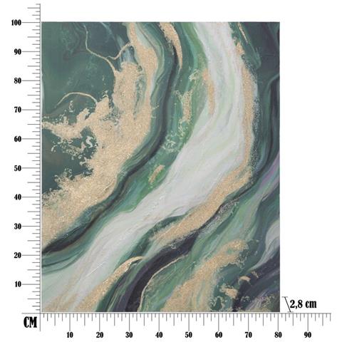 Dipinto Su Tela Greenery Astratto Verde Smeraldo, Bianco E Oro 80x100 Cm - Foto 6