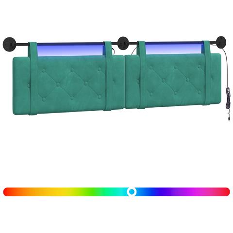 Testiera sospesa Con luce LED Turchese Velluto - Foto 1