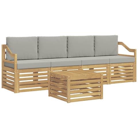 Set di divani da esterno 5 pcs Bianco e Grigio Chiaro - Foto 1