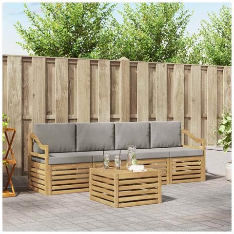 Set di divani da esterno 5 pcs Bianco e Grigio Chiaro - Foto 2