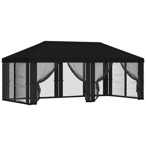 Copertura Gazebo con Pareti Laterali 6 x 3 m Nero Poliestere - Foto 1