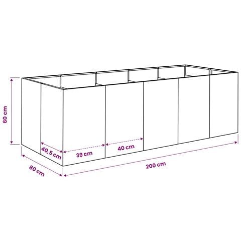 Vaso da giardino Nero 200 x 80 x 60 cm - Foto 7