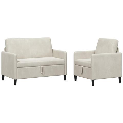 Set di Divani con Storage 2 pz Crema Poliestere - Foto 1