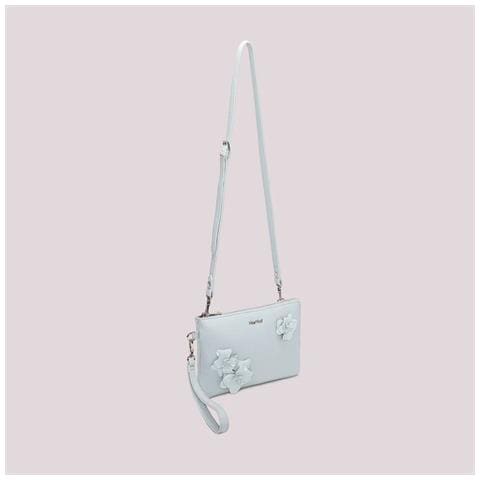 BORSA A BUSTA CON FIORI MIMI' MUA celeste - Foto 1