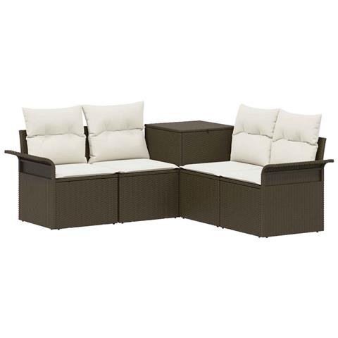 Set di divani 5 pz Marrone e Bianco Crema - Foto 1