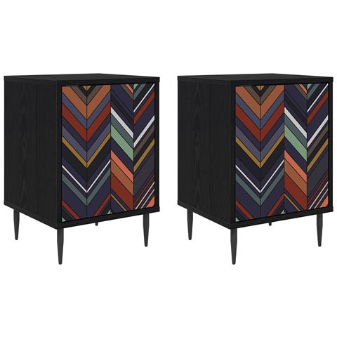 Armadio da Notte OMMEN 2 pz Rovere Nero 36 x 33 x 51 cm - Foto 1