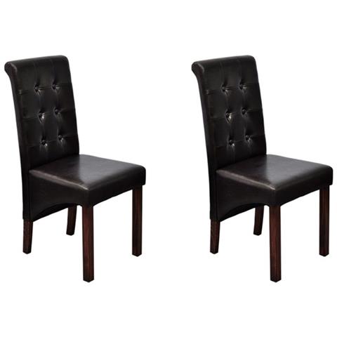 2 Pz Sedie Sala Da Pranzo In Pelle Artificiale Marrone Antico - Foto 1