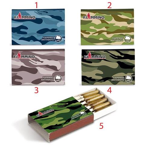 20 Fiammiferi Antivento Army 4 Cm 1 Scatola Windproof Modello 3 - Foto 1