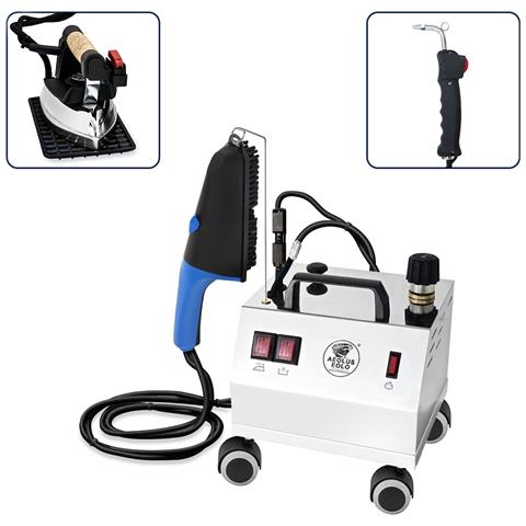 Sistema Stirante Professionale Caldaia In Rame Risparmio Energetico 2 Litri Resistenza Anticalcare Spazzola, Ferro Da Stiro E Pistola Smacchiante Professionali Base Con Ruote Antirumore Stiro In Verticale E In Piano Con Vapore Secco Av02 Inox Triple - Foto 1