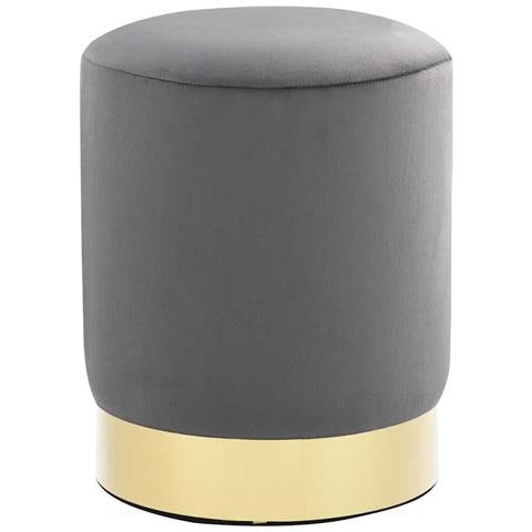 Sgabello Grigio Scuro E Oro In Velluto - Foto 1