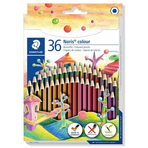 Buntstift Noris Colour, 36er Kartonetui Sechseckig, Streifen-design, Ergonomische Soft-oberflche, - 1 Stck (185 Cd36)  - Foto 1