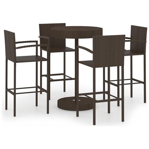 Set da Bar da Giardino 5 pz in Polyrattan Marrone - Foto 1