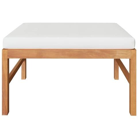 Poggiapiedi con Cuscino Crema in Legno Massello di Teak - Foto 5