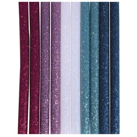 10 Bastoncini Glitter Glitter Per Pistola Per Colla 10 X 0,7 Cm - Blu-viola - Foto 1