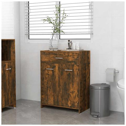 Armadietto Bagno Rovere Fumo 60x33x80 cm Legno tecnico - Foto 2