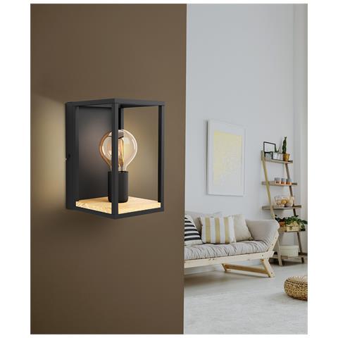 Applique Industrial Libertad 1 Luce Metallo Nero E Marrone - Foto 1