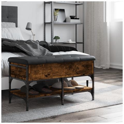 Panca Porta Scarpe Rovere Fumo 82x42x45 Cm In Legno Multistrato - Foto 3