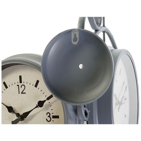 Orologio Da Parete Dkd Home Decor 43 X 14,5 X 47 Cm Cristallo Grigio Dorato Ferro Tradizionale (2 Unità) - Foto 2