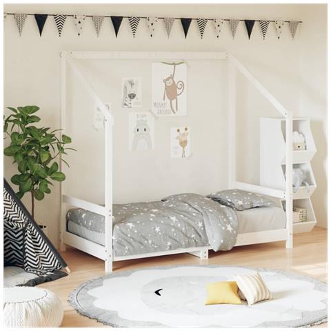Giroletto Per Bambini Bianco 80x160cm In Legno Massello Di Pino - Foto 1