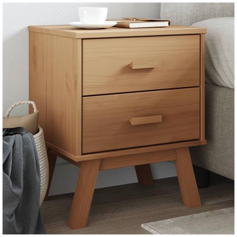 Comodino Olden Marrone In Legno Massello Di Pino - Foto 1