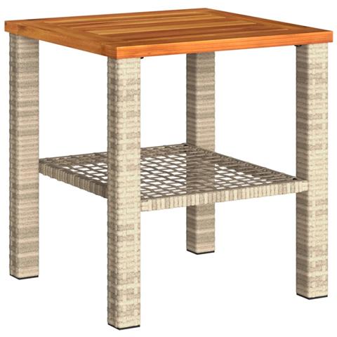 Tavolo Da Giardino Beige 40x40x42 Cm Polyrattan E Legno Acacia - Foto 2