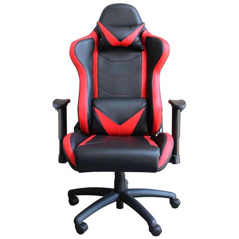 Poltrona Da Ufficio E Gaming Ergonomica In Pelle Nera Rossa Multiposizione Interlagos - Foto 2