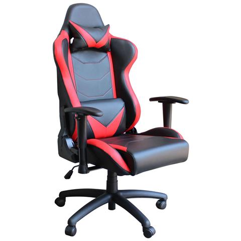 Poltrona Da Ufficio E Gaming Ergonomica In Pelle Nera Rossa Multiposizione Interlagos - Foto 1