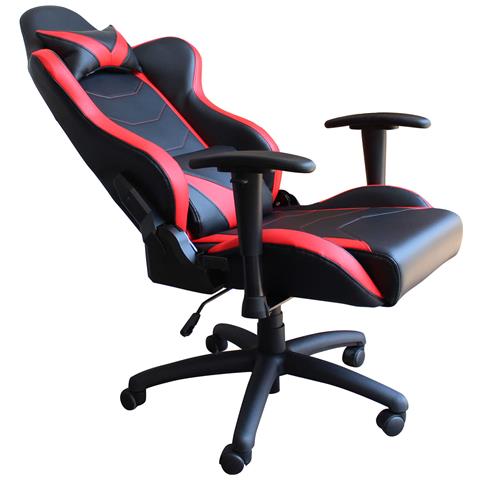 Poltrona Da Ufficio E Gaming Ergonomica In Pelle Nera Rossa Multiposizione Interlagos - Foto 7