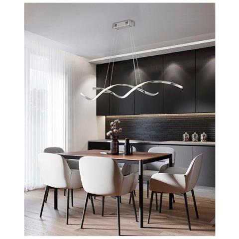 Lampadario Led A Onda Twist 28 Watt Luce Bianca Color Argento Cromato B56af - Foto 1